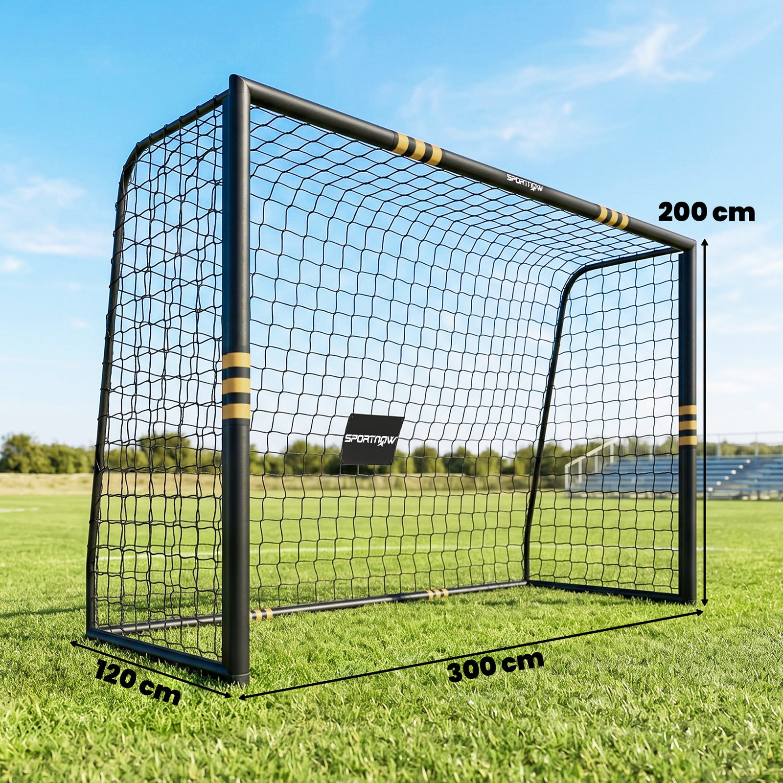 Football Goal, 10 x 6.5ft Football Net with Ground Stakes, EPE Foam Pa