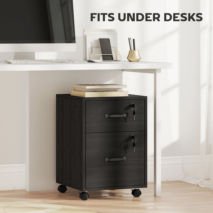 Rolling File Cabinet with 2 Drawers, Mobile Filing Cabinet with Hanging File Folder for Letter Sized Documents