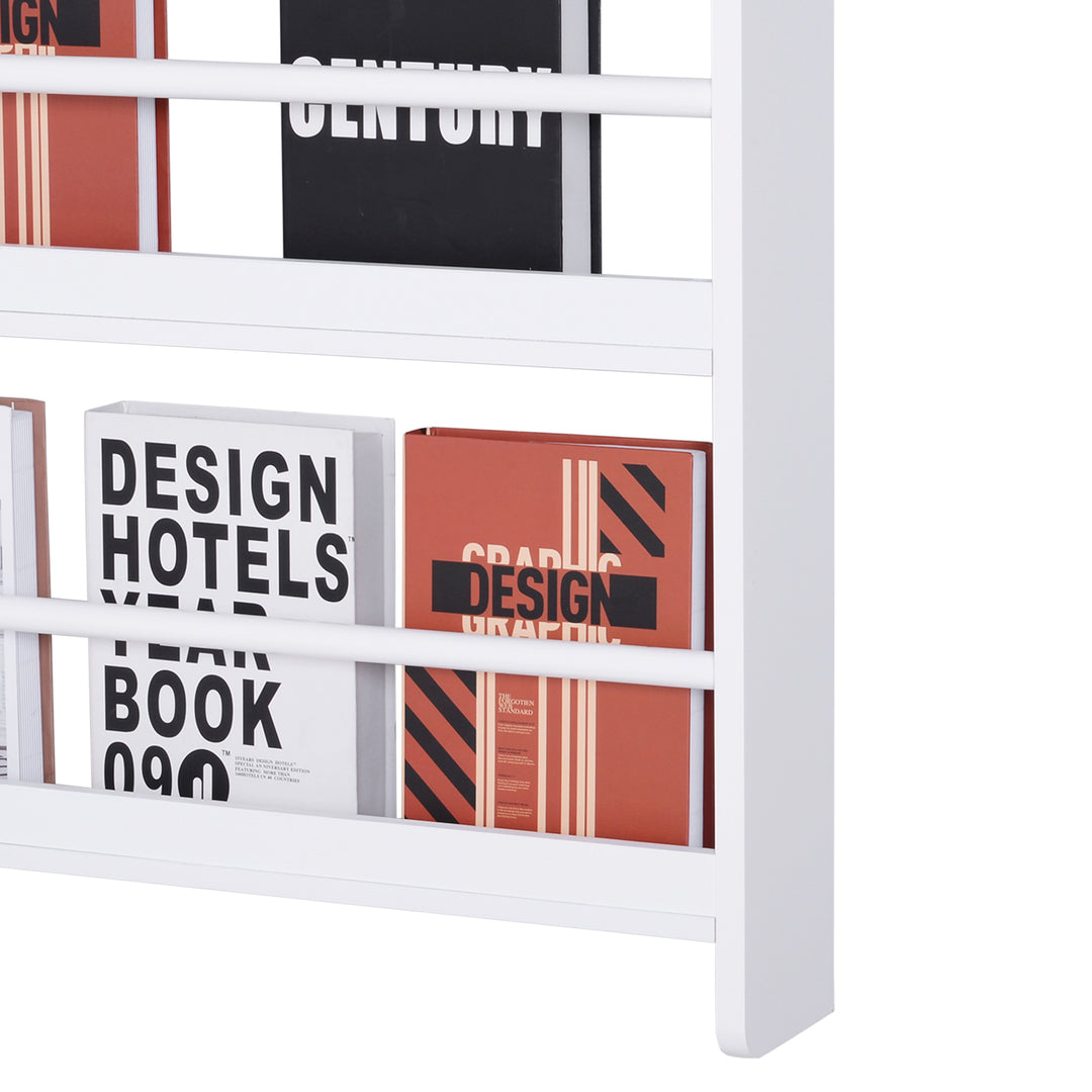 MCL Bookcase, 4 Tier Wall Mounted Bookshelf, 15cm Depth Storage Shelving Rack for Bedroom Nursery Office Home, Accessories Supplies, White