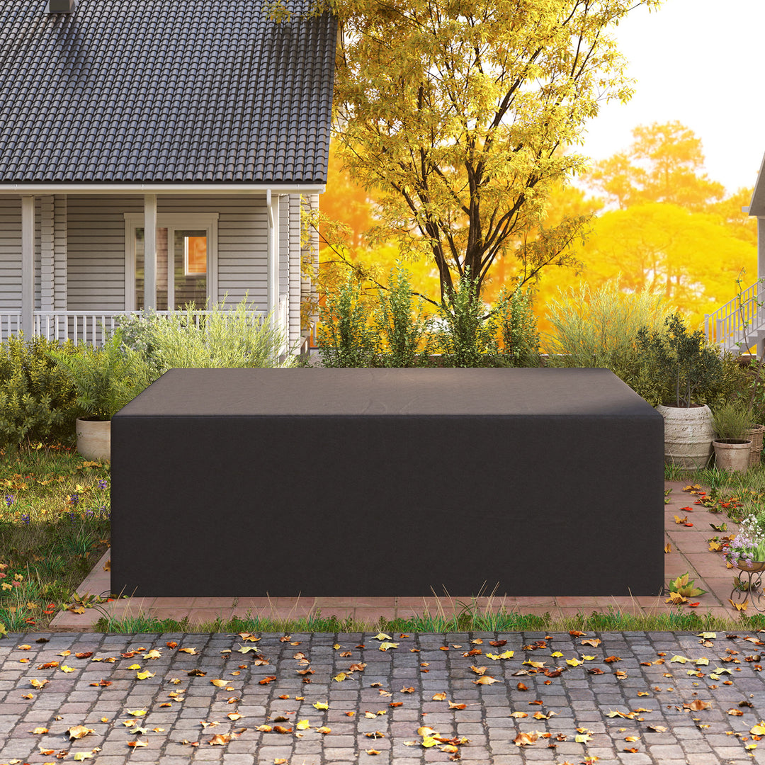 600D Oxford Outdoor Garden Furniture Sofa Set Cover, Waterproof Anti-UV Rattan Sun Lounger Protection Protector Cover, 275L x 205W x 90Hcm, Black