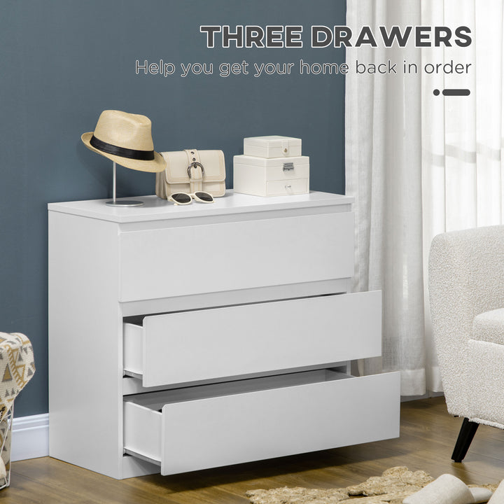 HOMCOM Chest of Drawers, 3-Drawer Storage Organiser Unit for Bedroom, Living Room, White | Aosom UK