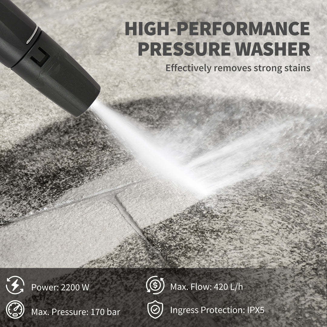 2200W High Pressure Washer, 170 Bar Pressure Washer with Adjustable No