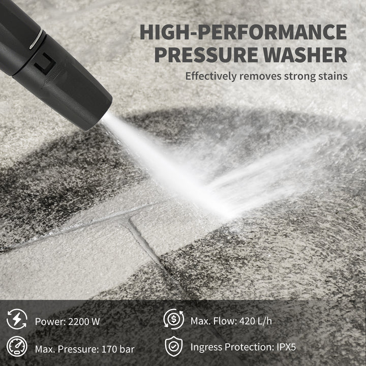 2200W High Pressure Washer, 170 Bar Pressure Washer with Adjustable No