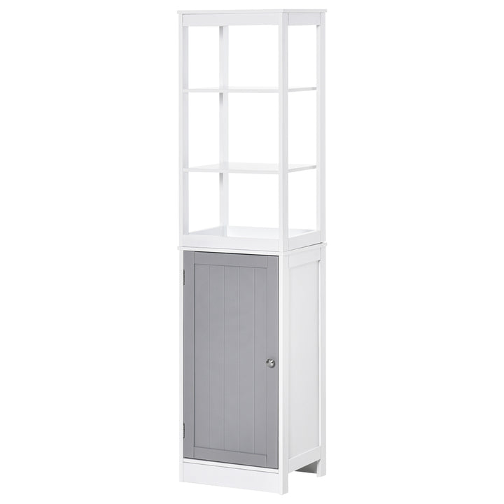 Kleankin Tallboy Bathroom Storage Cabinet, Slimline Free Standing Unit, Multi-Purpose for Bathroom Living Room Kitchen, White | Aosom UK