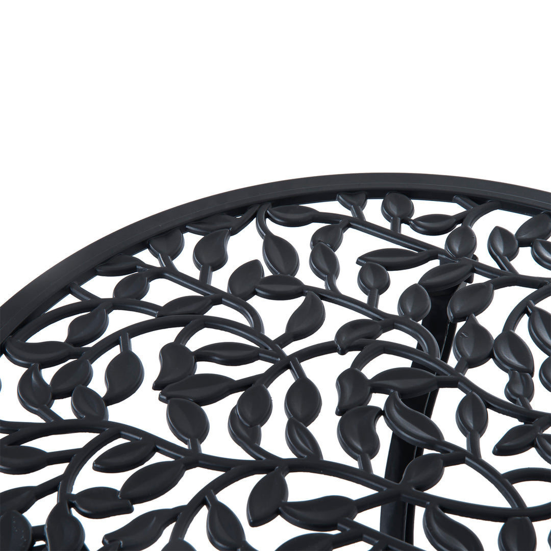 MCL 3 Pcs Aluminium Bistro Set Garden Furniture Dining Table Chairs Antique Outdoor Seat Patio Seater Black