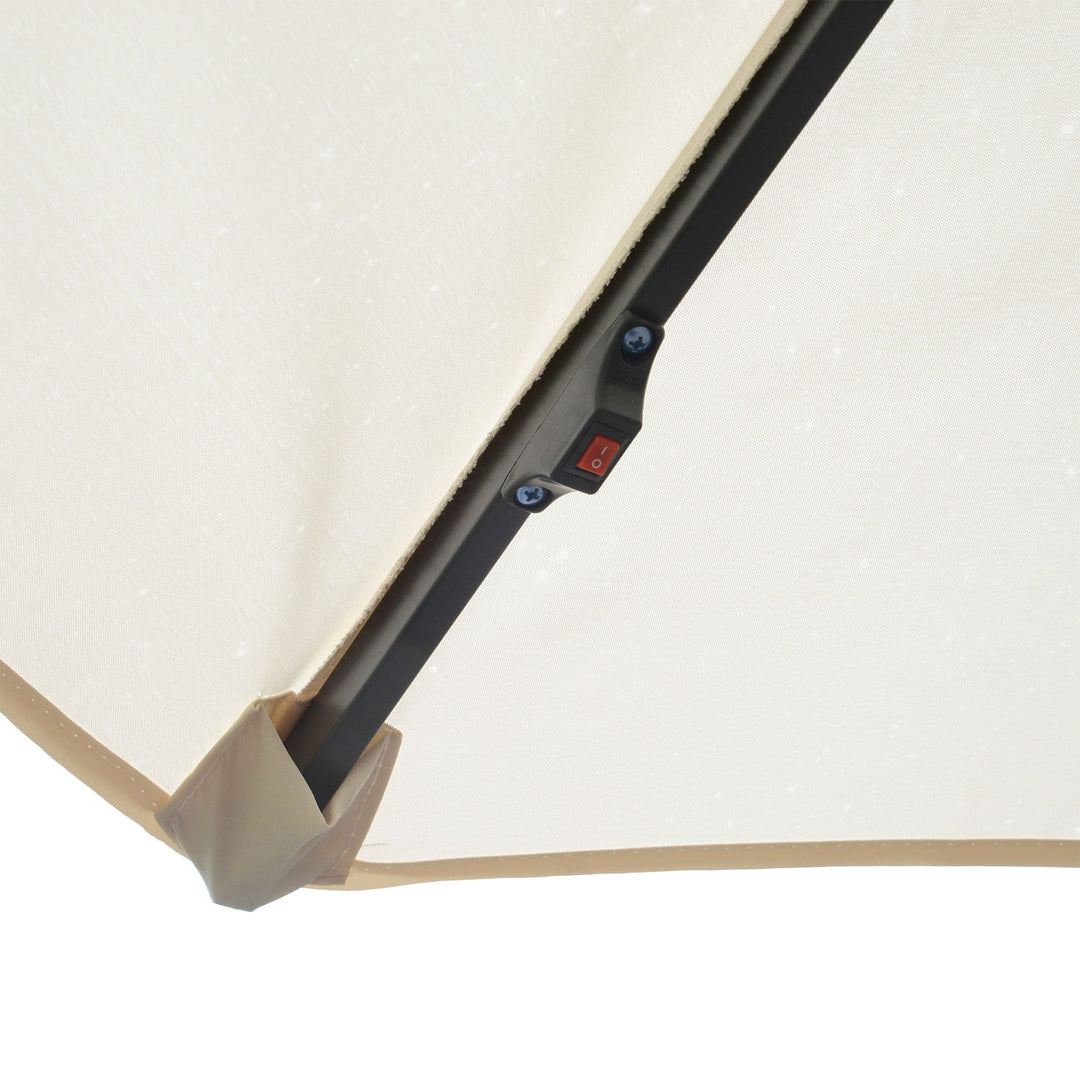 MCL Umbrella Parasol W/Solar Powered LED strips, 2.95x2.45H m-Cream