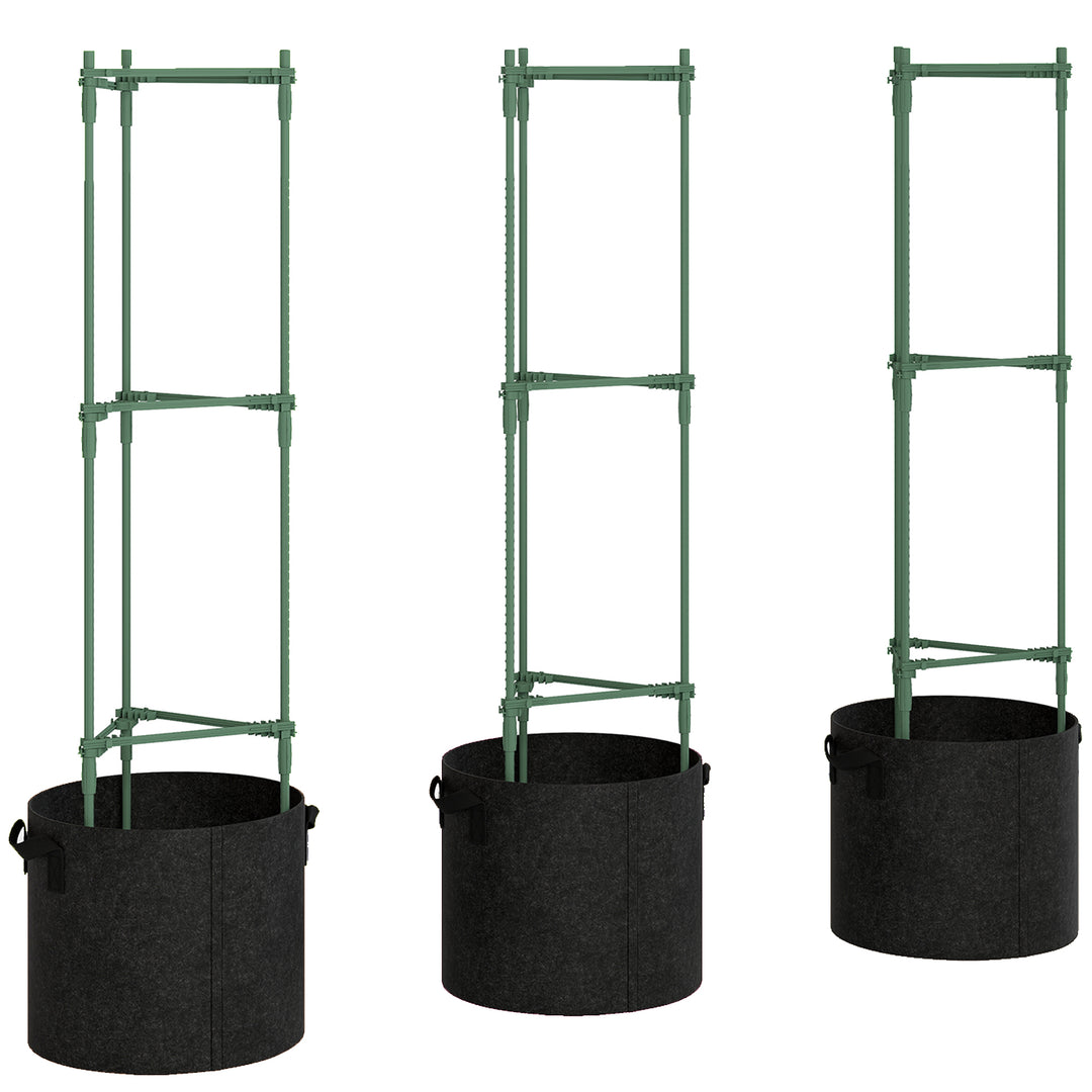 3 Packs Tomato Cages with 83.7L Grow Bags, 47.2" Adjutstable Triangle Plant Stakes Support Trellis with Planter Bags