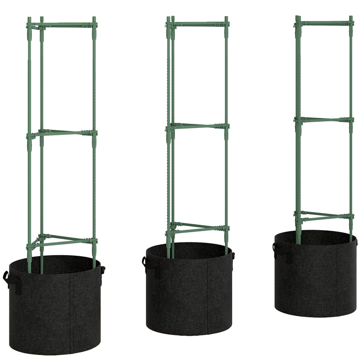 3 Packs Tomato Cages with 83.7L Grow Bags, 47.2" Adjutstable Triangle Plant Stakes Support Trellis with Planter Bags