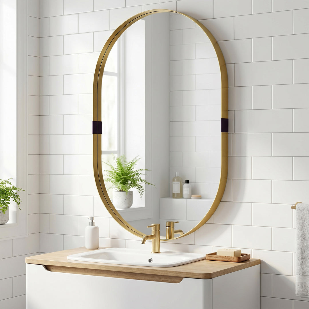Wall Mirror, Bathroom Mirror with Elevated Aluminium Alloy Frame, 60 x