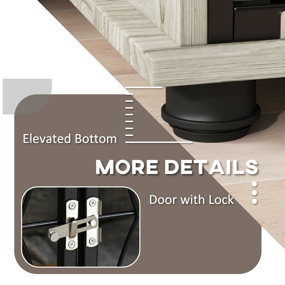 Indoor Dog Crate Furniture End Table w/ Plush Washable Cushion, Lockable Door, for Medium Dogs