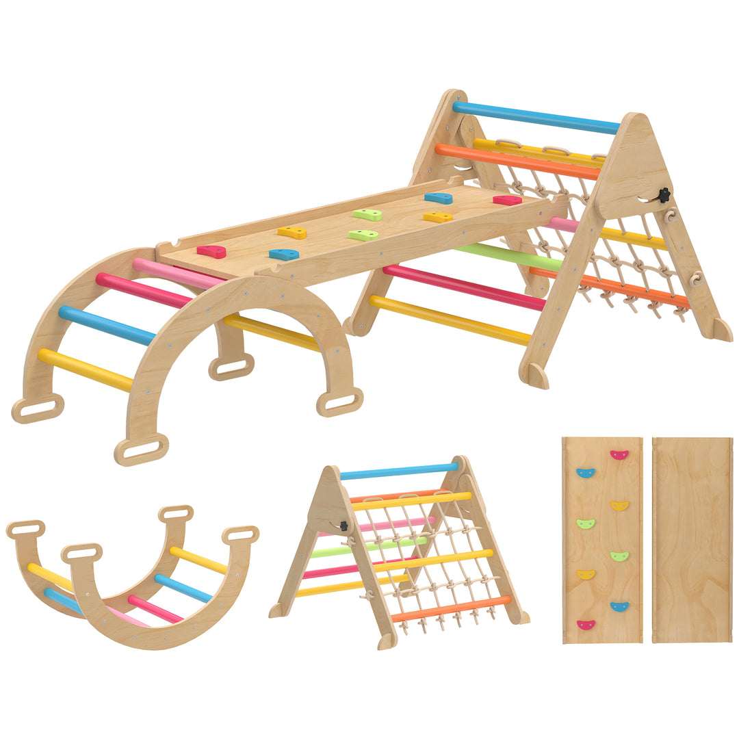 8-in-1 Toddler Climbing Frame, Indoor Play Triangle Set with Slide, Arch and Triangle Ladder