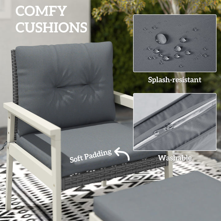 Five-Piece Rattan Patio Set, with Wood-Top Table - Grey