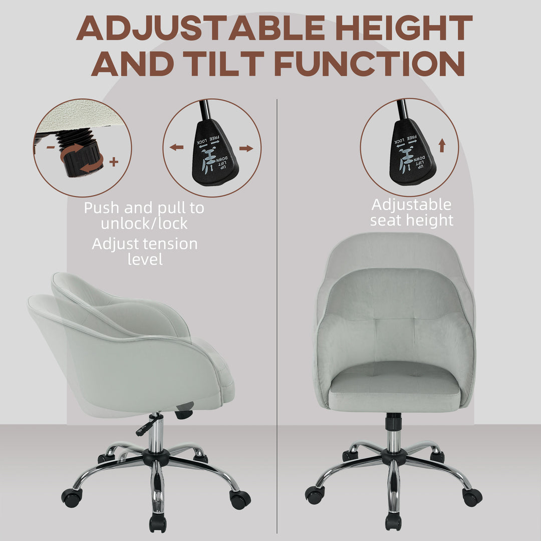 46-56 cm Velvet-feel Office Chair - Grey