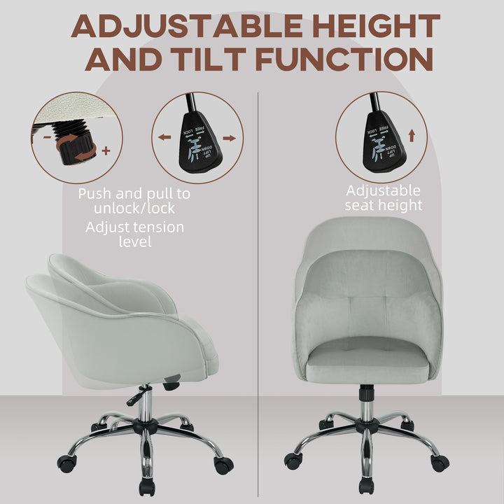 46-56 cm Velvet-feel Office Chair - Grey