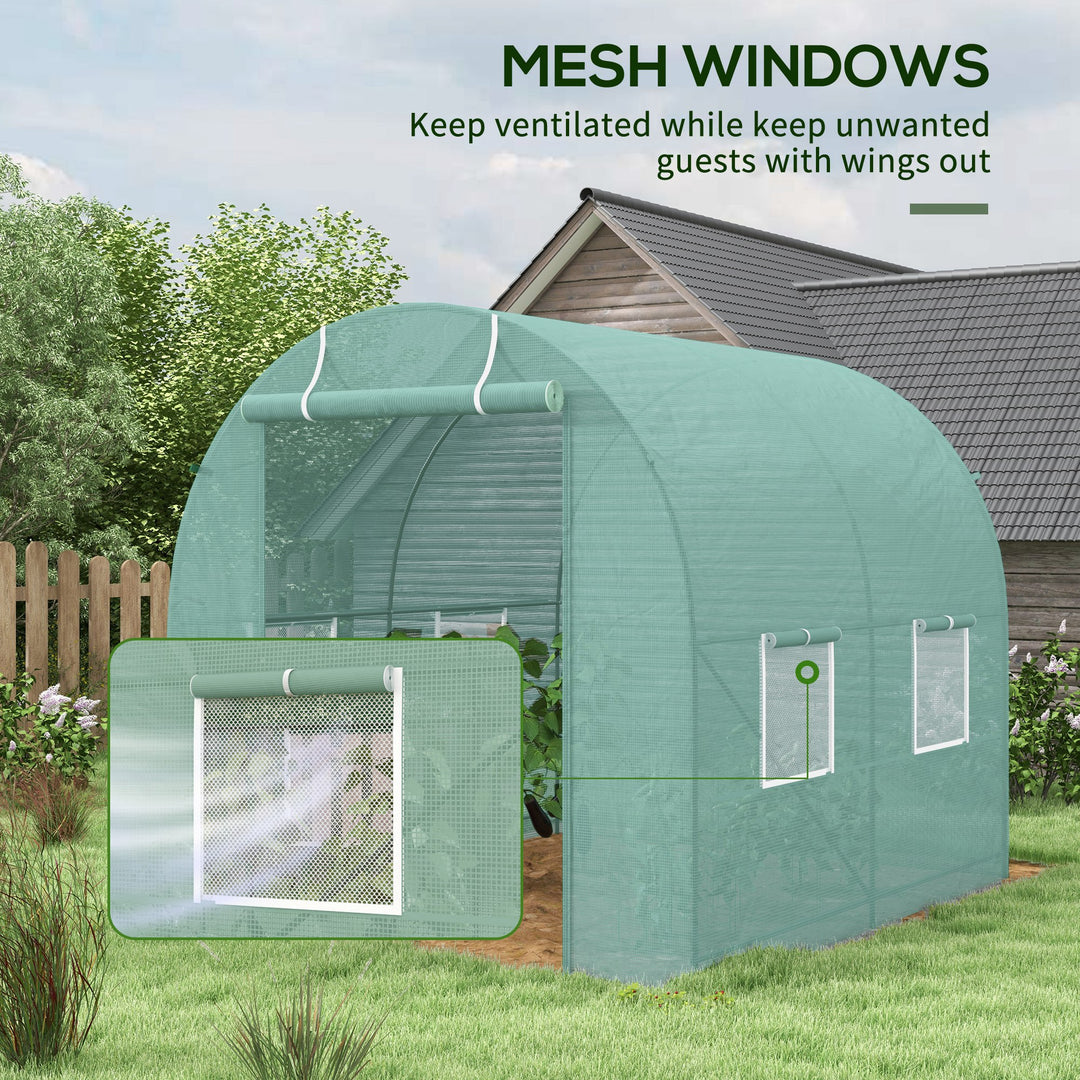 245 x 200cm Polytunnel Greenhouse - Green