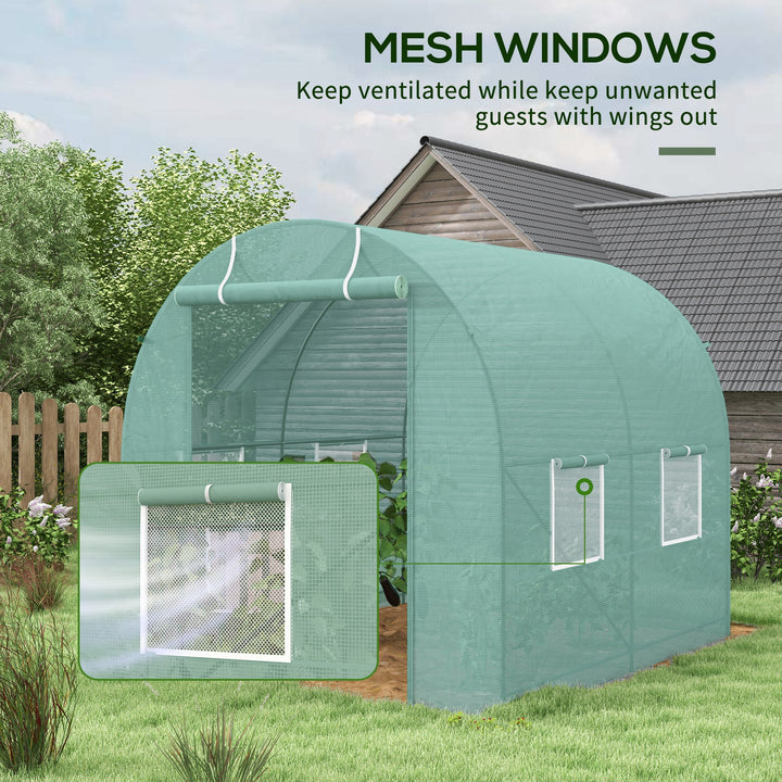 245 x 200cm Polytunnel Greenhouse - Green