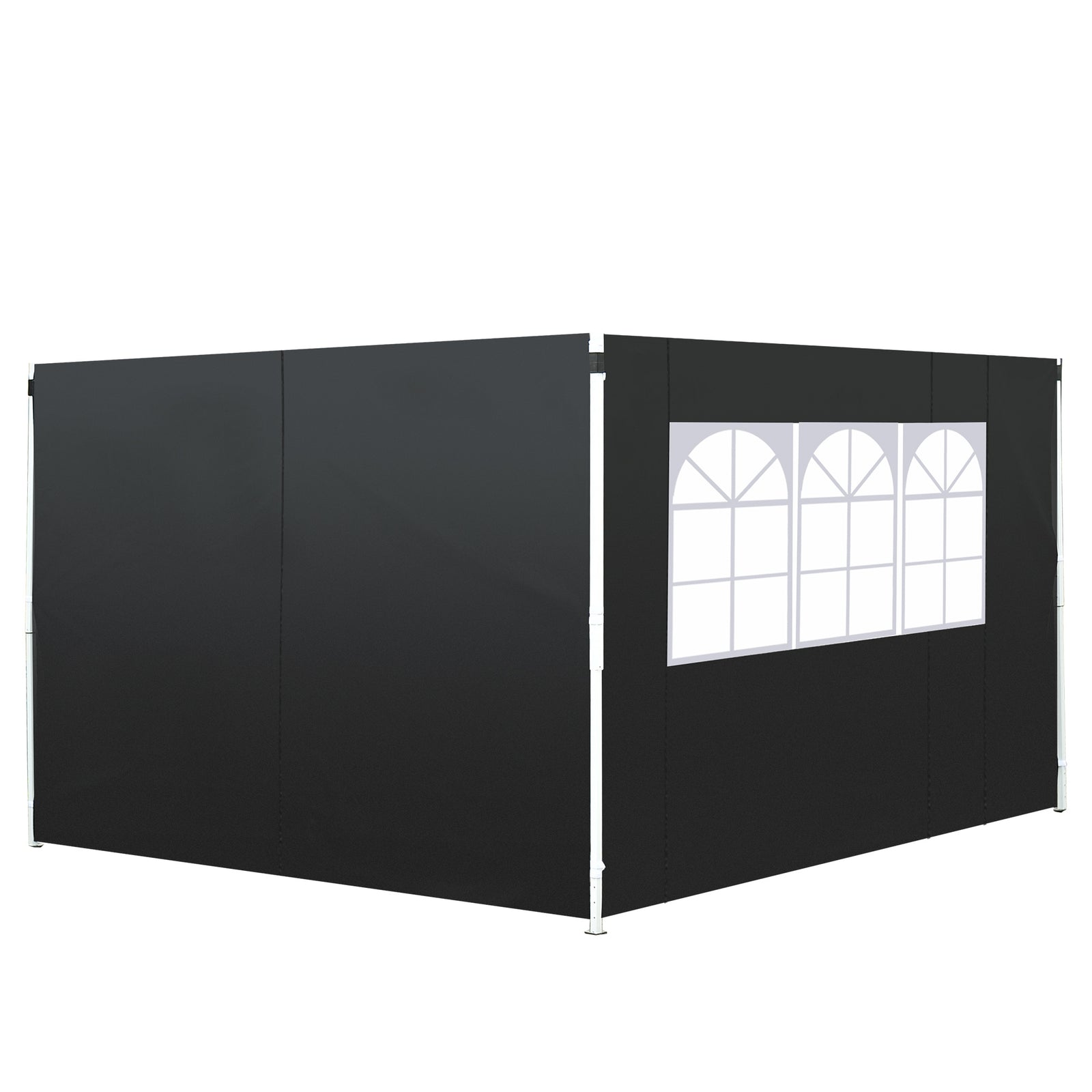 3 Meters Gazebo Replaceable Exchangeable Side Panel Wall Panels Walls With Window, Black
