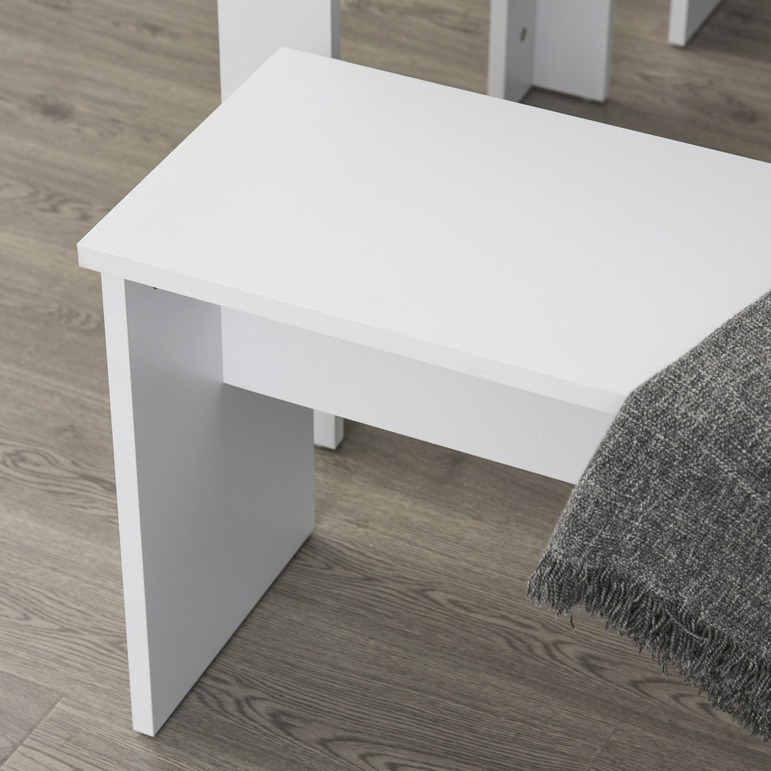 MCL Kitchen Dining Table and 2 Benches Set, Table and Chairs Set for Limited Space, White
