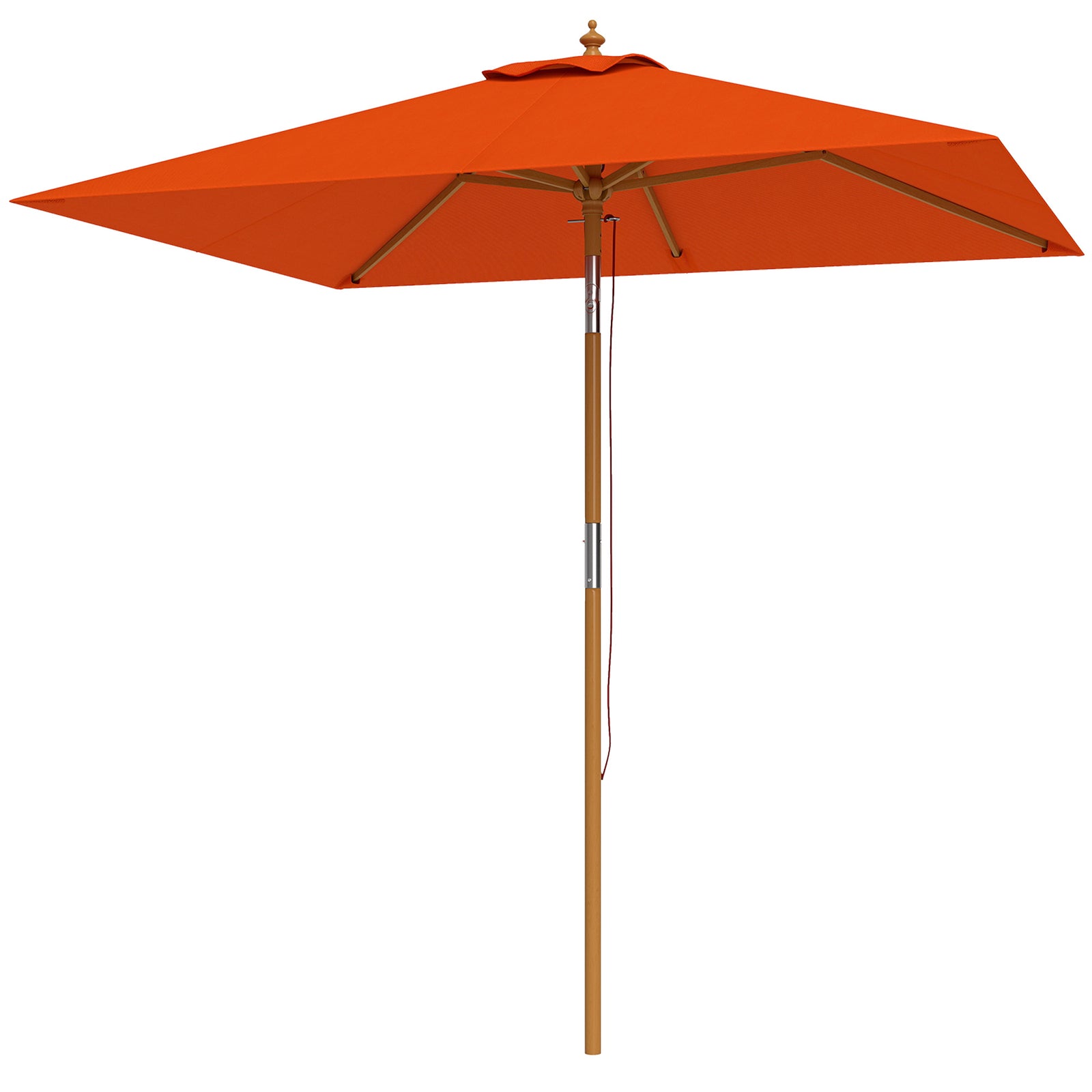 2m Tilting Wooden Pole Parasol - Orange