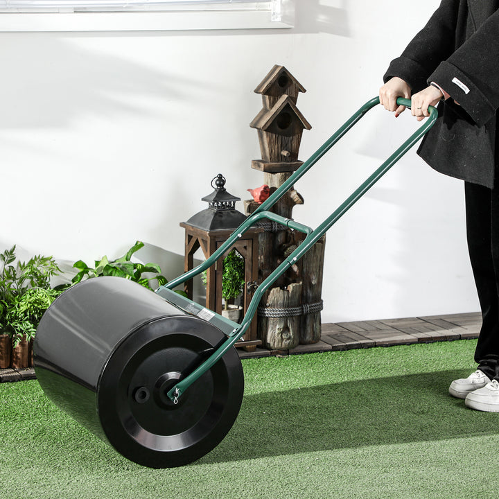 φ50cm Steel Garden Lawn Roller Push Pull w/ Fillable Cylinder Water Sand Plug Lawn Flatten Seed Sow Rolling Drum w/ Handle