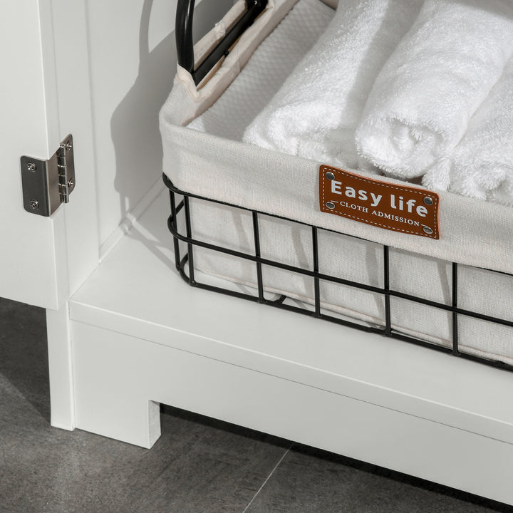 Bathroom Cabinet, Free Standing Bathroom Storage Cabinet with 2 Drawers and Adjustable Shelf, Small Bathroom Storage Unit, White