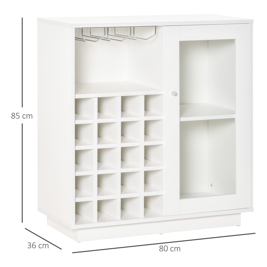 Modern Wine Cabinet Cupboard with Glass Door, Glass Holder & 20-Bottle Wine Rack for Living Room, Home Bar, Dining Room
