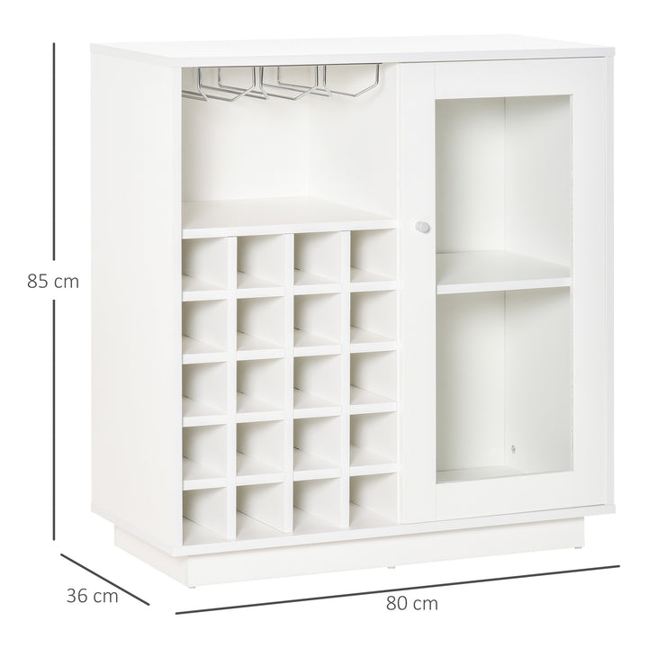 Modern Wine Cabinet Cupboard with Glass Door, Glass Holder & 20-Bottle Wine Rack for Living Room, Home Bar, Dining Room