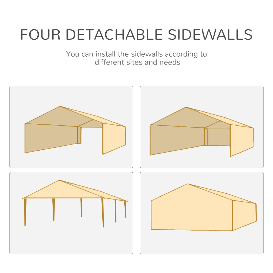 6 x 3 m Party Tent Wedding Gazebo Outdoor Waterproof PE Canopy Shade with 6 Removable Side Walls