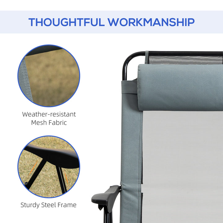 MCL Set of 2 Portable Folding Recliner Outdoor Patio Adjustable Backrest, Grey