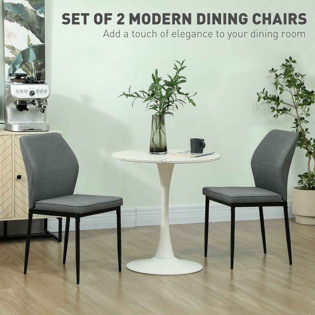 Velvet Dining Chairs Set of 2, Modern Armless Upholstered Kitchen Chairs with Metal Legs, Curved Back and Padded Seat, for Dining Room, Bedroom, Living Room, Grey