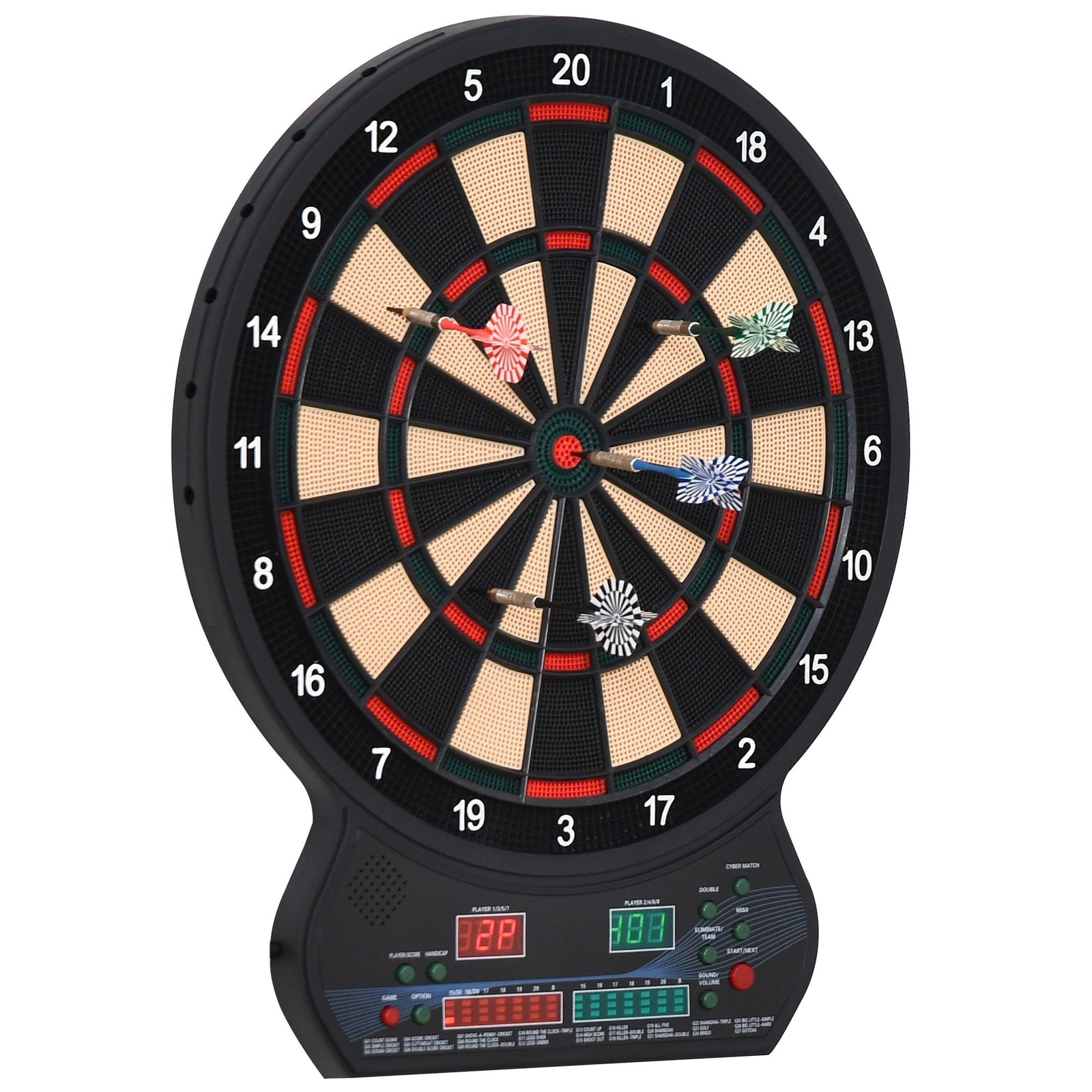 Electronic Hanging Dartboard LED Digital Score Set 27 Games and 202 Variations with 12 Soft Tip Darts