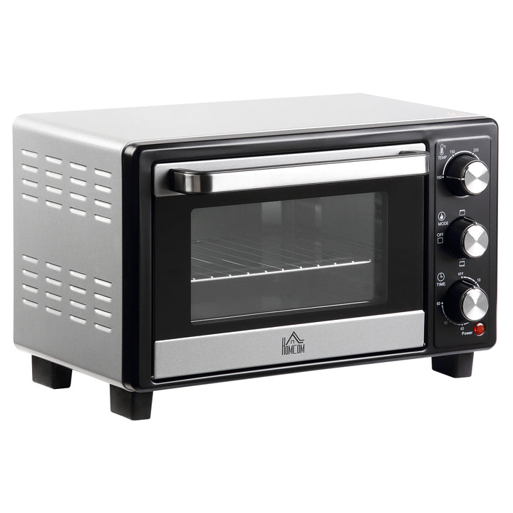 HOMCOM Convection Mini Oven, 16L Countertop Electric Grill, Toaster Oven w/ Adjustable Temperature, 60 Min Timer, Crumb Tray, 1400W | Aosom UK