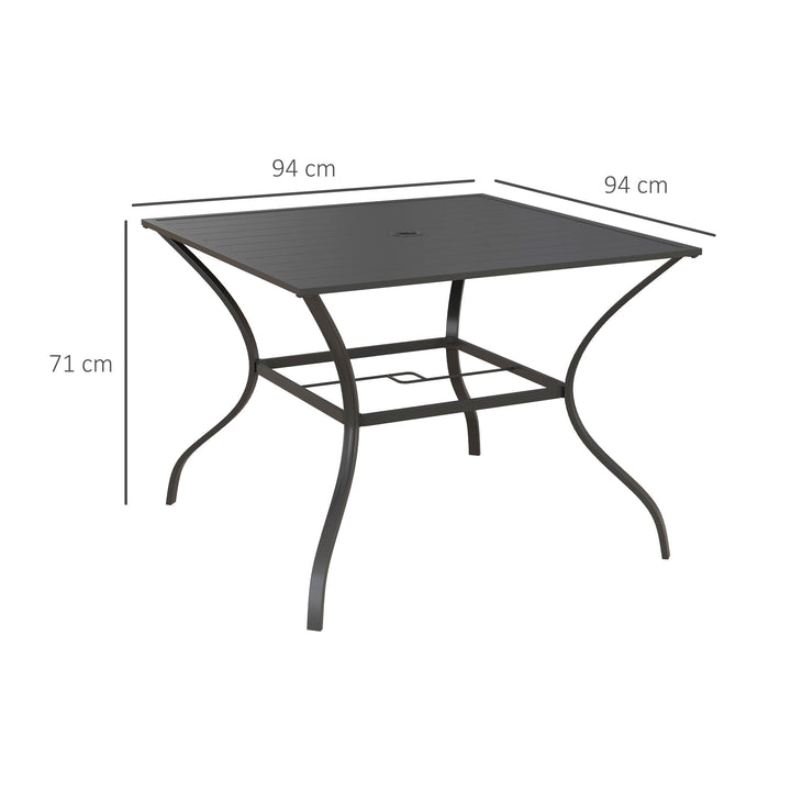 Outsunny Outdoor Dining Table 94x94cm with Parasol Hole, Four