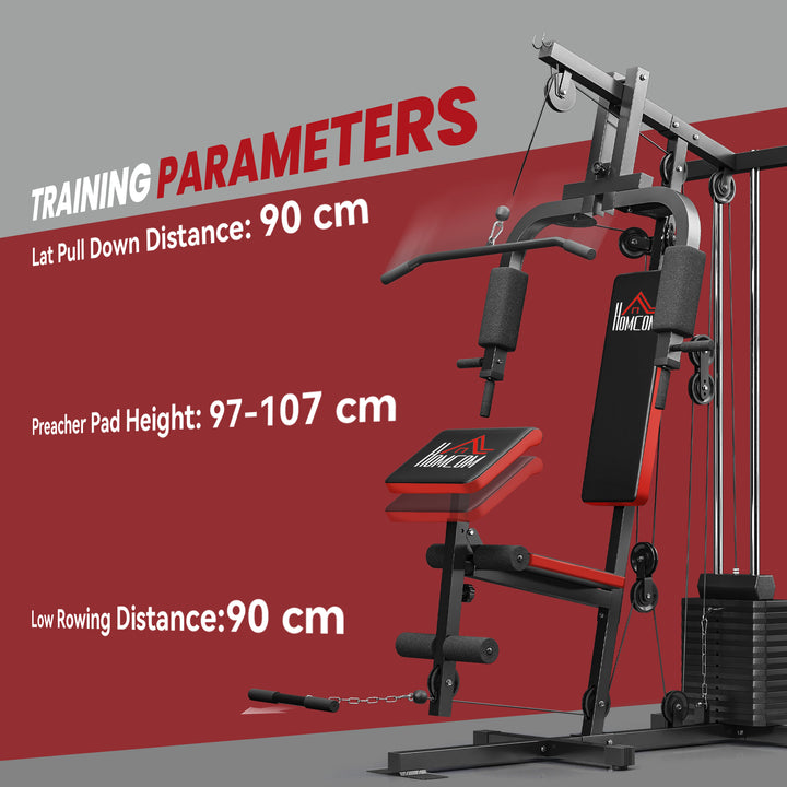 MCL Multigym Station, with 66KG Weight Stack, for Strength Training - Red & Black