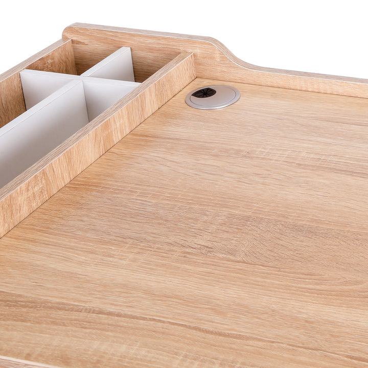 MCL Computer Desk, Writing Desk, Study Workstation with Drawer, Storage Compartments, Cable Management, Laptop Table, Metal Frame, 100 x 55 x 81.5cm, Oak and White