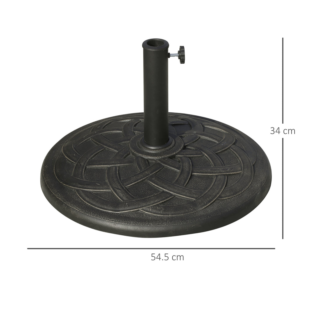 Outsunny 19KG Resin Umbrella Base Garden Parasol Base Stand Round Sun Shade Holder Suitable For Pole Between 38mm to 48mm