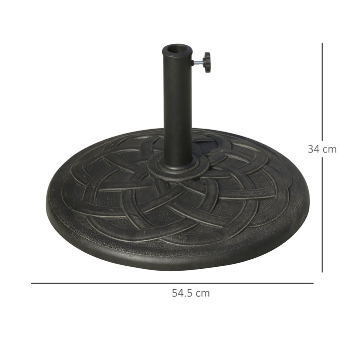 Outsunny 19KG Resin Umbrella Base Garden Parasol Base Stand Round Sun Shade Holder Suitable For Pole Between 38mm to 48mm