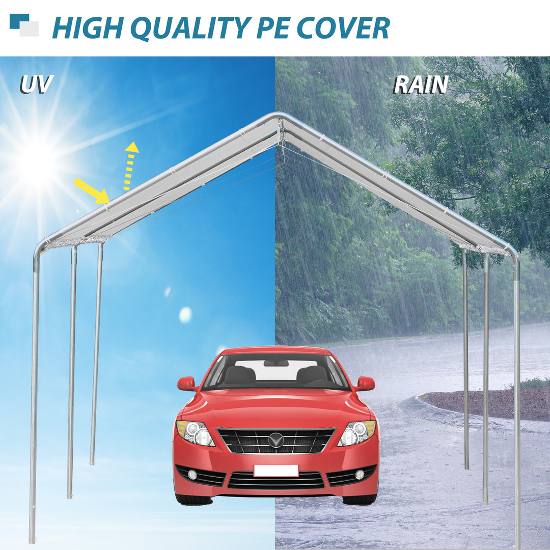 3 x 6m Heavy Duty Carport Garage Car Shelter Galvanized Steel Outdoor Open Canopy Tent Water UV Resistant Waterproof, White