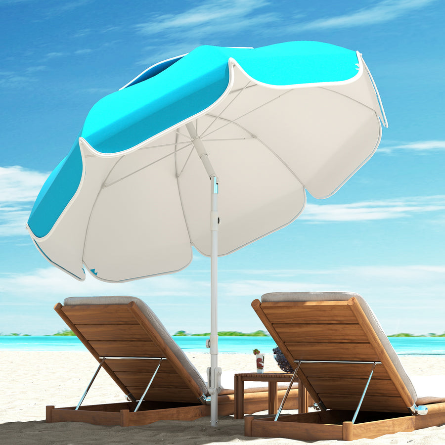 Beach Umbrella Portable with Sand Anchor, Carry Bag, Adjustable Height & Tilt, UPF50+ UV Protection, Blue