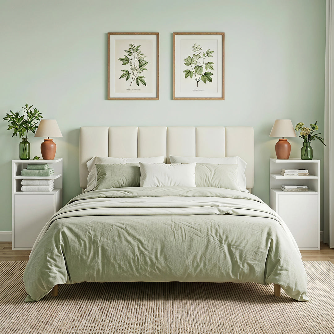 Slim Bedside Table Set of 2, Narrow Bedside Cabinet with Open Cubbies 