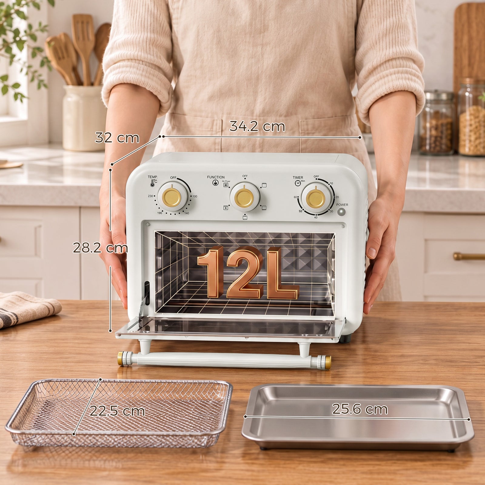 Air Fryer Toaster Oven, Convection Countertop Oven, with Adjustable Te