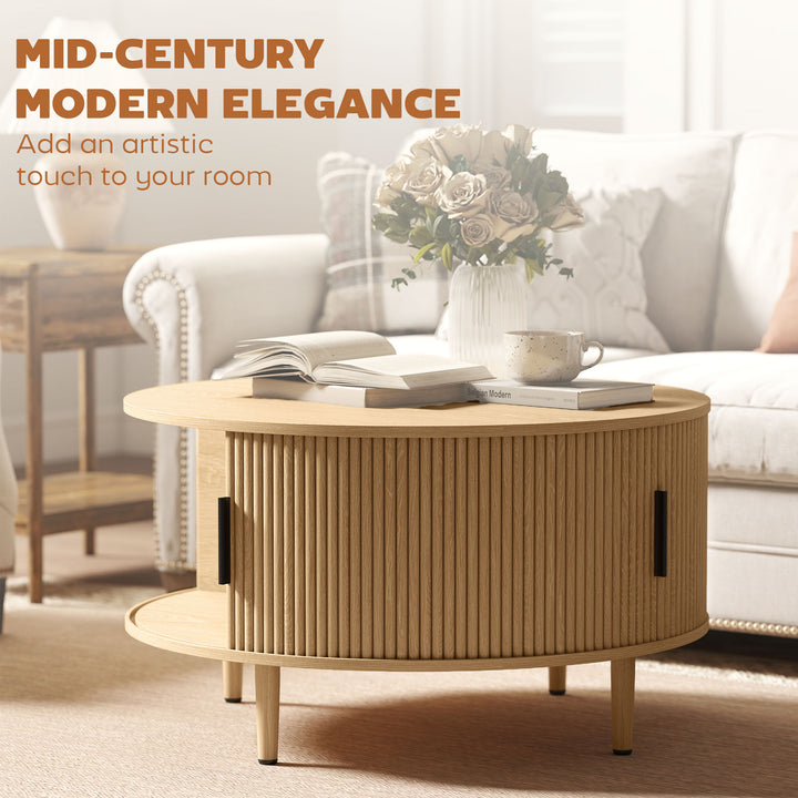 Coffee Table with Lift Top and Hidden Storage, Round Centre Table with