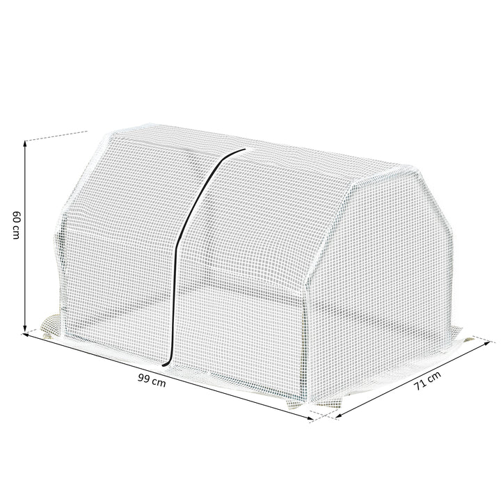 Mini Greenhouse Grow House PVC Cover Steel Frame White 99L x 71W x 60H cm