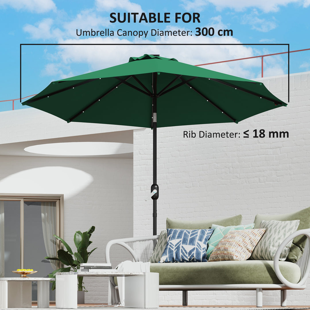 3 m Replacement Parasol Canopy with Top Vent, UPF 50+ Garden Parasol Replacement Canopy, 8 Rib Parasol Cover Replacement Fits Various Frames, Green