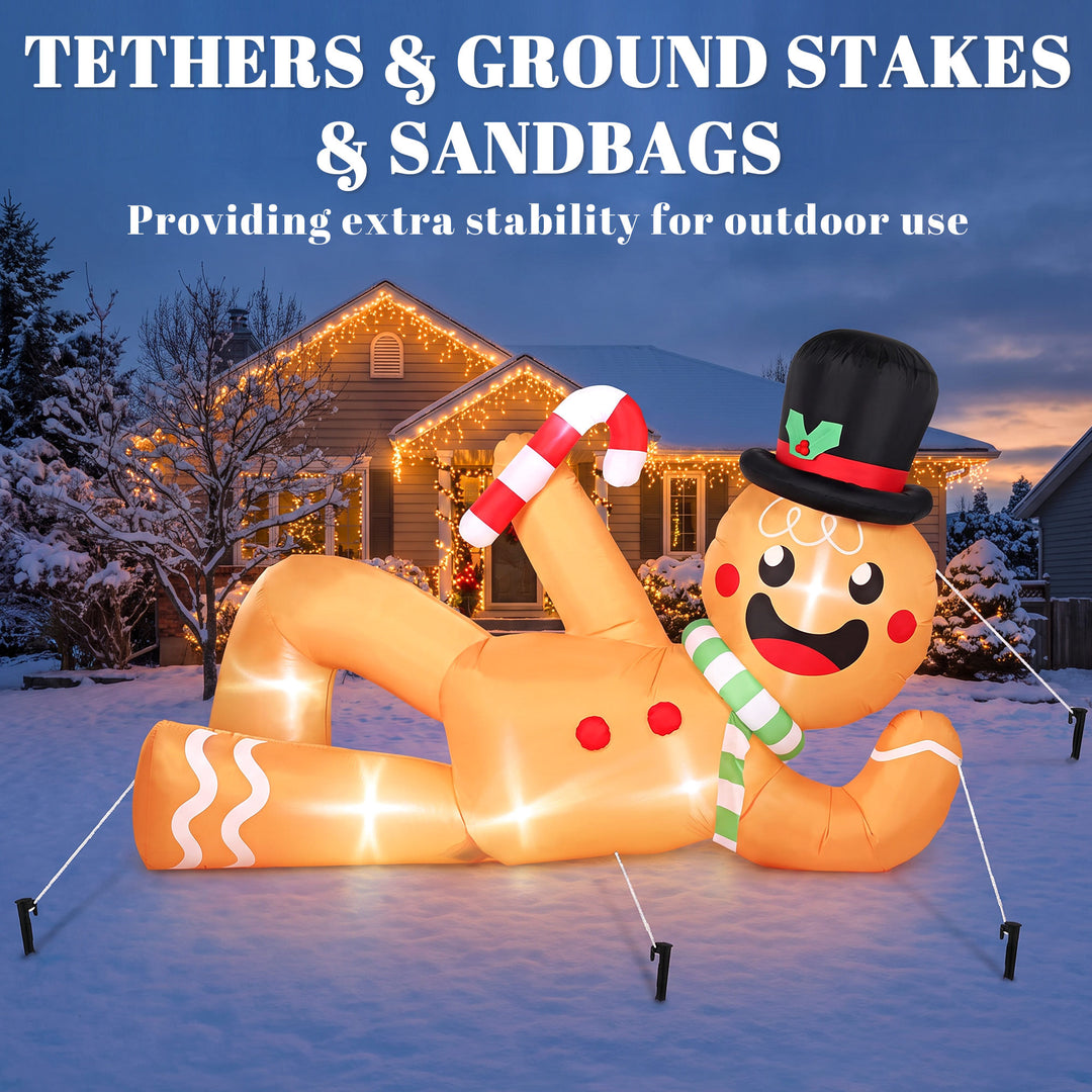 9.8ft Giant Christmas Inflatable Gingerbread Man Side-Lying, Outdoor - view 6