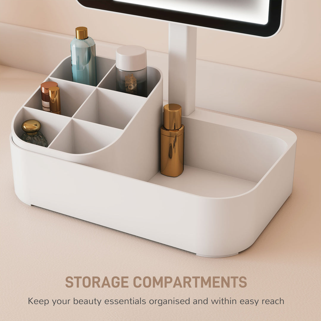 Makeup Mirror with Lights, Rechargeable Vanity Mirror w/ Touch Screen, 2 Lighting Modes and 180° Rotation