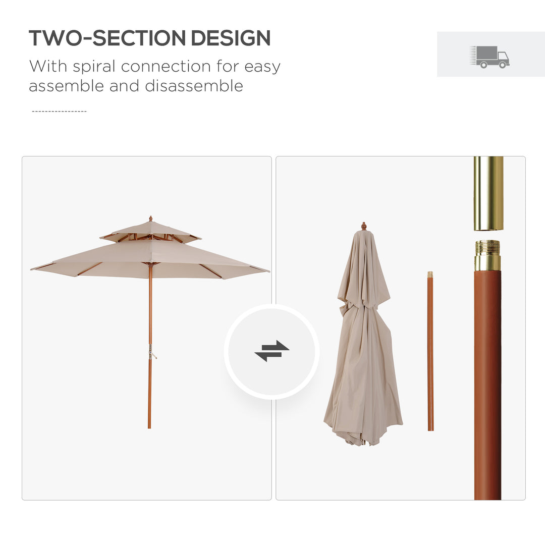 2.7m Elegant Wooden Frame Parasol Umbrella - Beige