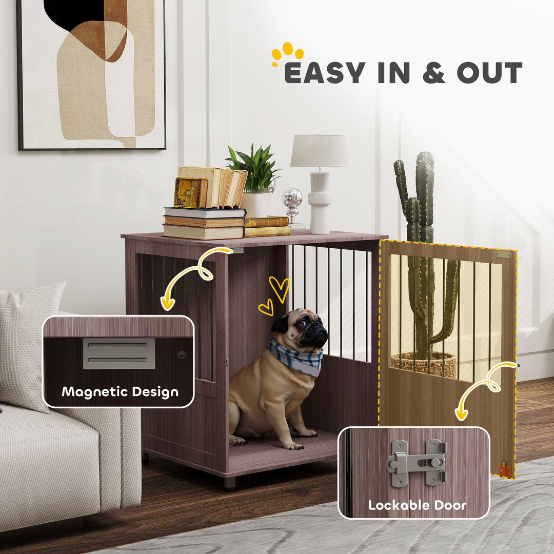 Dog Crate Table for Medium and Large Dogs with Magnetic Door for Indoor Use, 60 x 55 x 70 cm, Purple