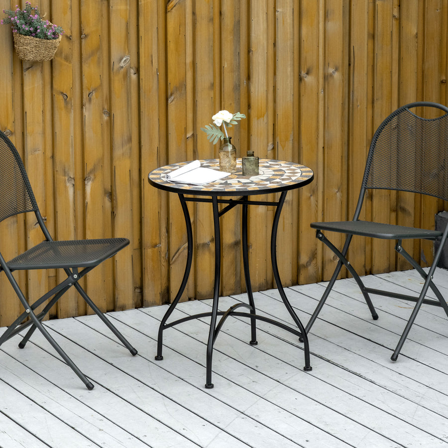 Φ60cm Mosaic Outdoor Patio Table - Grey