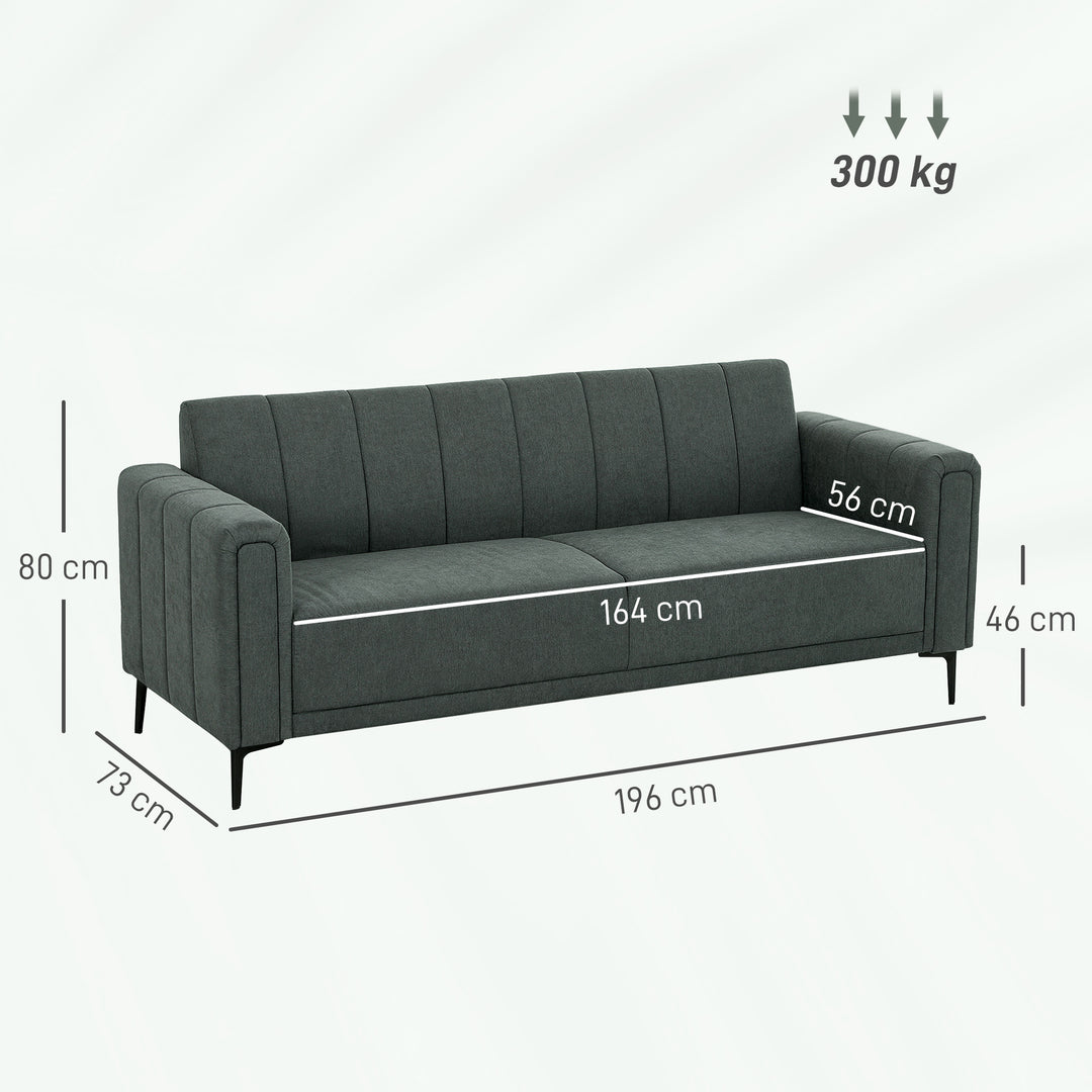 Three-Seater Relaxed Modern Sofa - Grey